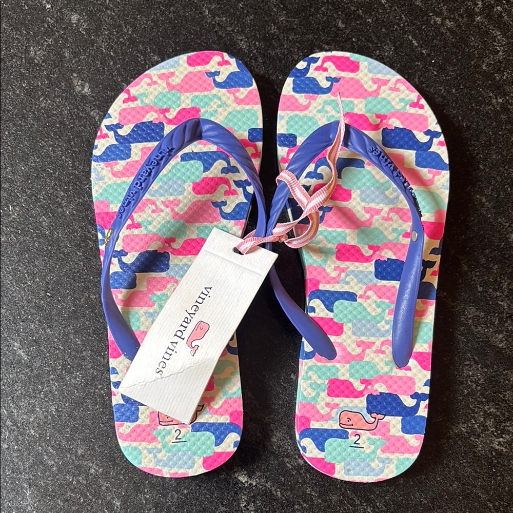 Vineyard Vines Multicolor Whale Flip Flops